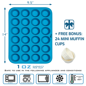 Silicone Mini Muffin Pan - 24 Cup Mini Size - KPKitchen