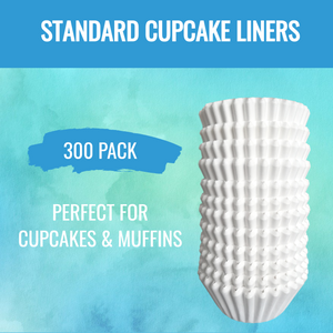 White Cupcake Liners Standard Size - 300-Pack Paper Baking Cups - KPKitchen